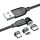 3in1 mágneses USB töltőkábel IPhone Lighting,Micro USB,USB Type-C 100cm fekete 360°