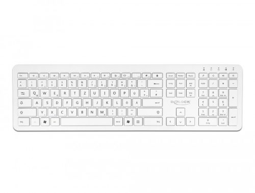 Delock NÉMET 2,4 GHz-es vezetéknélküli USB klaviatúra fehér (lapos)