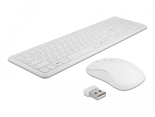 Delock NÉMET Vezetékmentes USB klaviatúra és egér szett 2,4 GHz, fehér