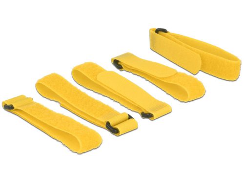 Delock Hurkolható rögzítok, 300 mm x 20 mm (H x Sz), 5 darab hurokkal, sárga