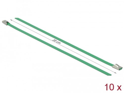Delock Rozsdamentes Acél Kábelkötegek Hossza 200 x Szélesség 4,6 mm zöld 10 db.