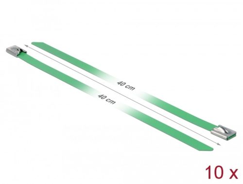 Delock Rozsdamentes Acél Kábelkötegek Hossza 400 x Szélesség 7,9 mm zöld 10 db.