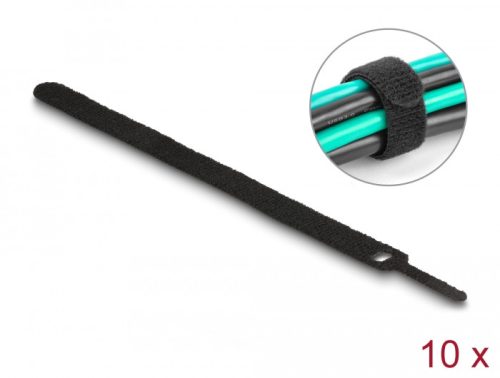 Delock Befűzős kábelkötegelő hossza 200 mm fekete 12 mm, 10 db.