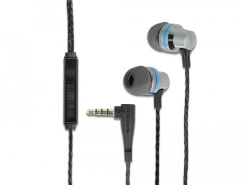 Delock Fülhallgató 4 tűs 3,5 mm-es sztereo jack csatlakoztatóval, mikrofon és hangszabályozó
