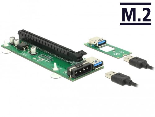 Delock Bovítokártya M.2 kulcs B+M > PCI Express x16 30 cm USB kábellel