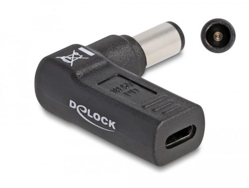 Delock Laptop töltőkábel adapter USB Type-C  anya - Dell 7,4 x 5,0 mm apa 90  fokban hajlított
