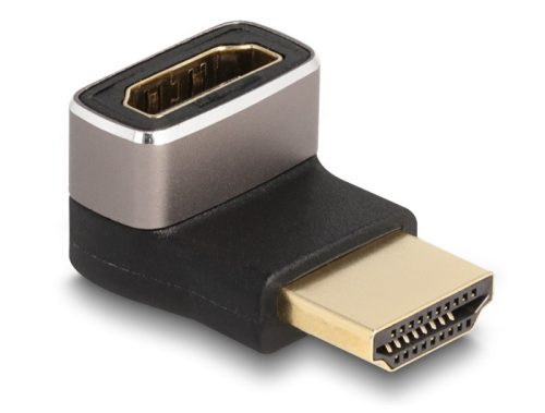 Delock HDMI adapter apa - anya 90  lefelé néző csatlakozódugóval 8K 60 Hz szürke fém