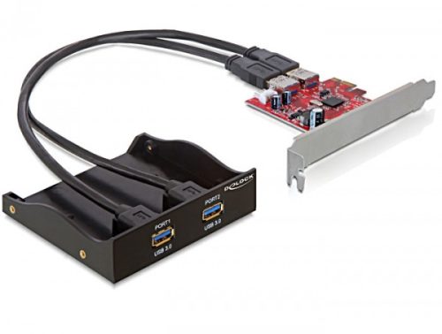 Delock USB 3.0 előlapi panel (2 porttal), PCI Express csatlakozással