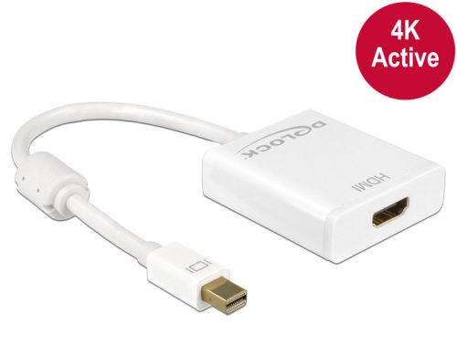 Delock Adapter mini Displayport 1.2-dugós csatlakozó > HDMI-csatlakozóhüvely 4K aktív, 20cm, fehér