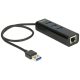 Delock USB 3.0-s elosztó 3 porttal + 1 Gigabit LAN-port 10/100/1000 Mb/s