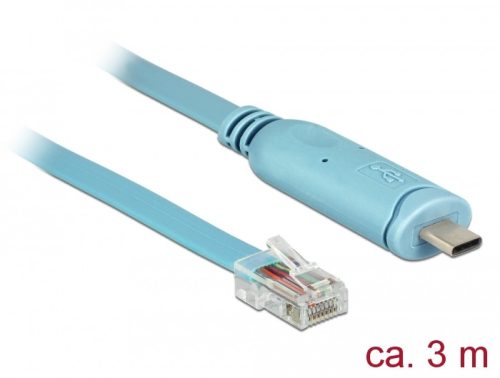Delock Adapter USB 2.0 C-típusú apa > 1 x soros RS-232 RJ45 apa 3,0 m kék