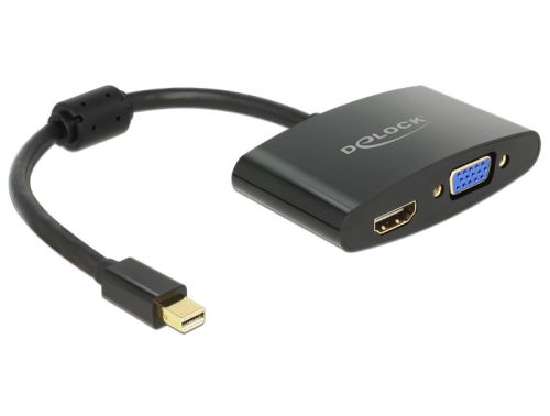 Delock Adapter mini Displayport-dugós csatlakozó > HDMI / VGA-csatlakozóhüvely fekete