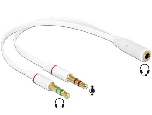 Delock Headset adapter 1x 3.5 mm 4tűs Stereo jack anya > 2x 3.5 mm 3tűs Stereo jack apa (iPhone)
