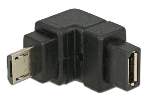 Delock Adapter USB 2.0 Micro-B apa > USB 2.0 Micro-B anya elforgatott végű, fekete