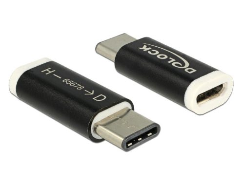 Delock Adapter USB 2.0 Micro-B anya > USB C típus 2.0 apa, fekete