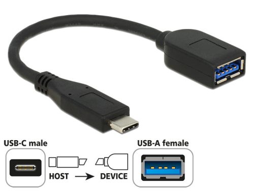 Delock adapter 10 Gbps (USB 3.1 Gen 2) USB Type-C apa > USB Type-A anya koaxiális fekete Prémium