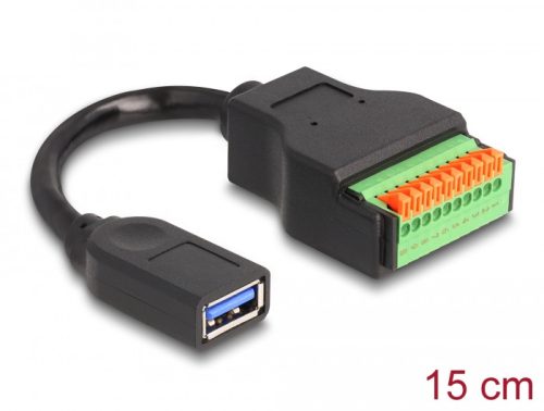 Delock A-típusú USB 3.2 Gen 1 kábel anya - terminal block adapter lenyomó gombbal 15 cm