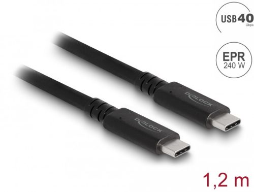 Delock USB4 40 Gbps koaxiális kábel 1,2 m USB PD 3.1 kiterjesztett teljesítménytartomány 240 W
