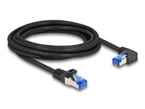 Delock RJ45 hálózati kábel Cat.6A S/FTP egyenes / jobbra hajló 3 m fekete