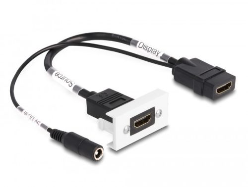 Delock Easy 45 HDMI 4K 60 Hz modul DC töltéssel 2,1 x 5,5 mm és rövid kábel, 22,5 x 45 mm
