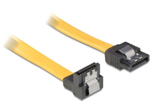 Delock SATA sárga, lefele / egyenes csatl. (fémlappal), 50 cm-es összekötő kábel