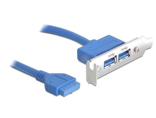 Delock kivezetés USB 3.0 pin header 19 pin 1 x belső > 2 x USB 3.0-A anya külső low profile