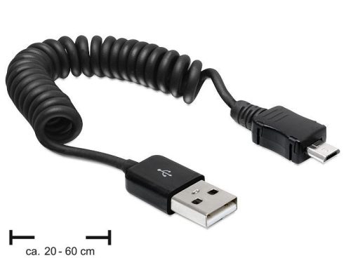 Delock USB 2.0-A male > Micro USB-B apa, spirál kábel