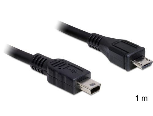 Delock USB 2.0 micro-B apa> USB mini apa kábel, 1 m