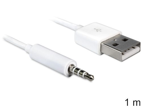 Delock USB-A apa > sztereo jack 3.5 mm apa 4 pin IPod Shuffle kábel, 1 m