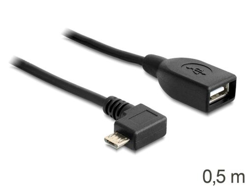 Delock USB micro-B apa > USB 2.0-A anya kábel, OTG, 50 cm, forgatott