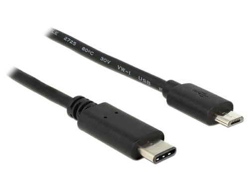 Delock Kábel USB Type-C  2.0 dugó > USB 2.0 Micro-B típusú dugó 0,5 m fekete