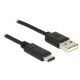 Delock Kábel USB C típus 2.0 dugó > USB 2.0 A típusú dugó 1 m fekete