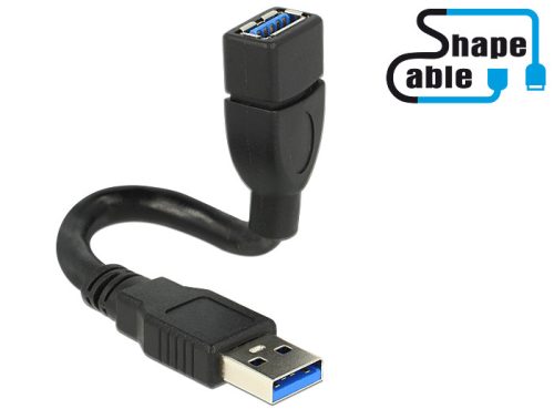 Delock kábel USB 3.0 A apa > USB 3.0 A anya ShapeCable 0,15 m