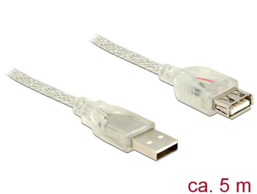 Delock USB 2.0-s bővítőkábel A-típusú csatlakozódugóval > USB 2.0-s, A-típusú csatlakozóhüvellyel, 5