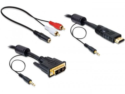Delock DVI - HDMI kábel hanggal, apa - apa 5m