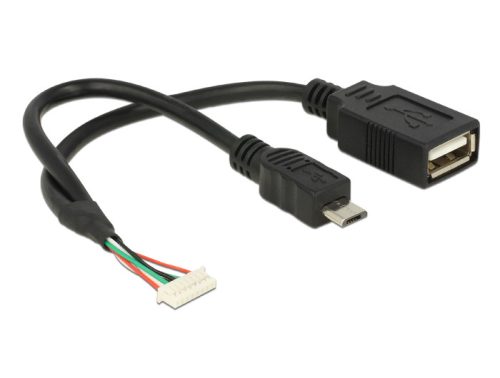 Delock kábel USB 2.0 tűs fejléc 1,25 mm 8 tűs anya>USB 2.0 Type-A anya + USB 2.0 Type Micro-B csatl.