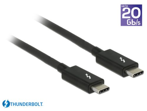 Delock Thunderbolt 3 (20 Gb/s) USB-C kábel, csatlakozódugó > csatlakozódugó, passzív, 1,0 m, 5 A,