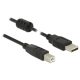 Delock USB 2.0-s kábel A-típusú csatlakozódugóval > USB 2.0-s, B-típusú csatlakozódugóval, 1,0 m, fe