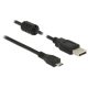 Delock USB 2.0-s kábel A-típusú csatlakozódugóval > USB 2.0 Micro-B csatlakozódugóval, 1,5 m, fekete