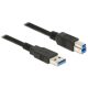 Delock USB 3.0-s kábel A-típusú csatlakozódugóval > USB 3.0-s, B-típusú csatlakozódugóval, 5,0 m, fe