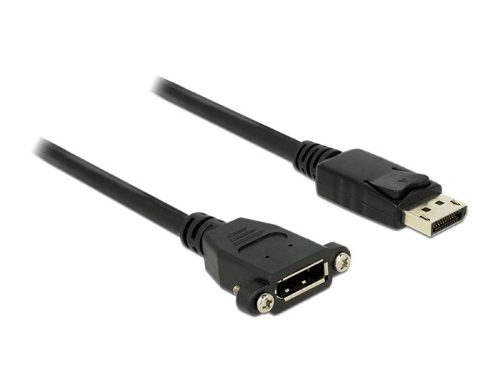Delock Kábel, Displayport 1.2 dugó > Displayport hüvely, panelrögzítés, 4K 60 Hz 1 m