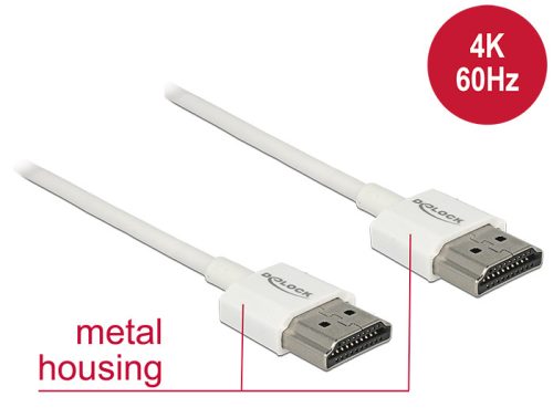 Delock HDMI-kábel Ethernettel - HDMI-A-csatlakozódugó > HDMI-A-csatlakozódugó, 3D, 4K,0,5 m, vékony