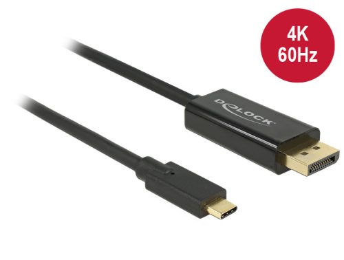 Delock Kábel USB Type-C csatlakozó > Displayport csatlakozó (DP váltakozó mód) 4K 60 Hz, 2 m
