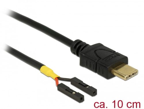 Delock Kábel USB Type-C  apa > 2 x tüskesori csatlakozó, anya, különálló teljesítmény, 10 cm
