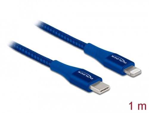 Delock Adat- és töltőkábel USB Type-C - Lightning iPhone, iPad és iPod készülékhez kék 1 m MFi