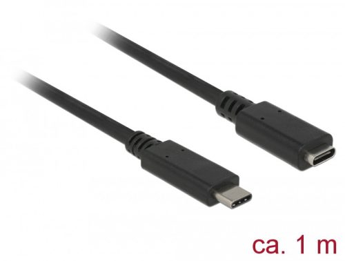 Delock Bovítokábel SuperSpeed USB (USB 3.1 Gen 1) USB Type-C dugó > hüvely, 3 A, 1,0 m, fekete
