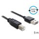 Delock Kábel, EASY-USB 2.0-s A-típusú csatlakozódugó > USB 2.0-s B-típusú csatlakozódugó, 5 m,fekete