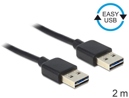 Delock Kábel, EASY-USB 2.0-s A-típusú csatlakozódugó > EASY-USB 2.0-s A-típusú csatlakozódugó, 2 m,