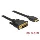 Delock Kábel DVI 18+1 csatlakozódugóval > HDMI-A csatlakozódugóval, 0,5 m, fekete