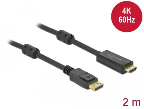 Delock Aktív DisplayPort 1.2 - HDMI kábel 4K 60 Hz 2 méter hosszú